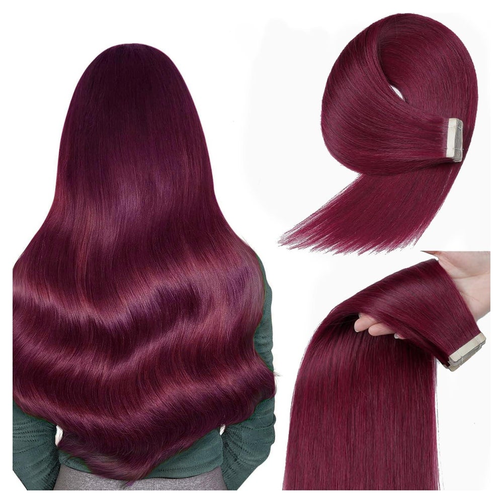 Tape Extensions Echthaar Remy Burgunderrot 99JA# 18inch(45cm 1 St