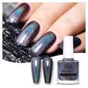 Nagellack Glitter Regenbogen Schwarz Nailart Holographic Shi 1 St