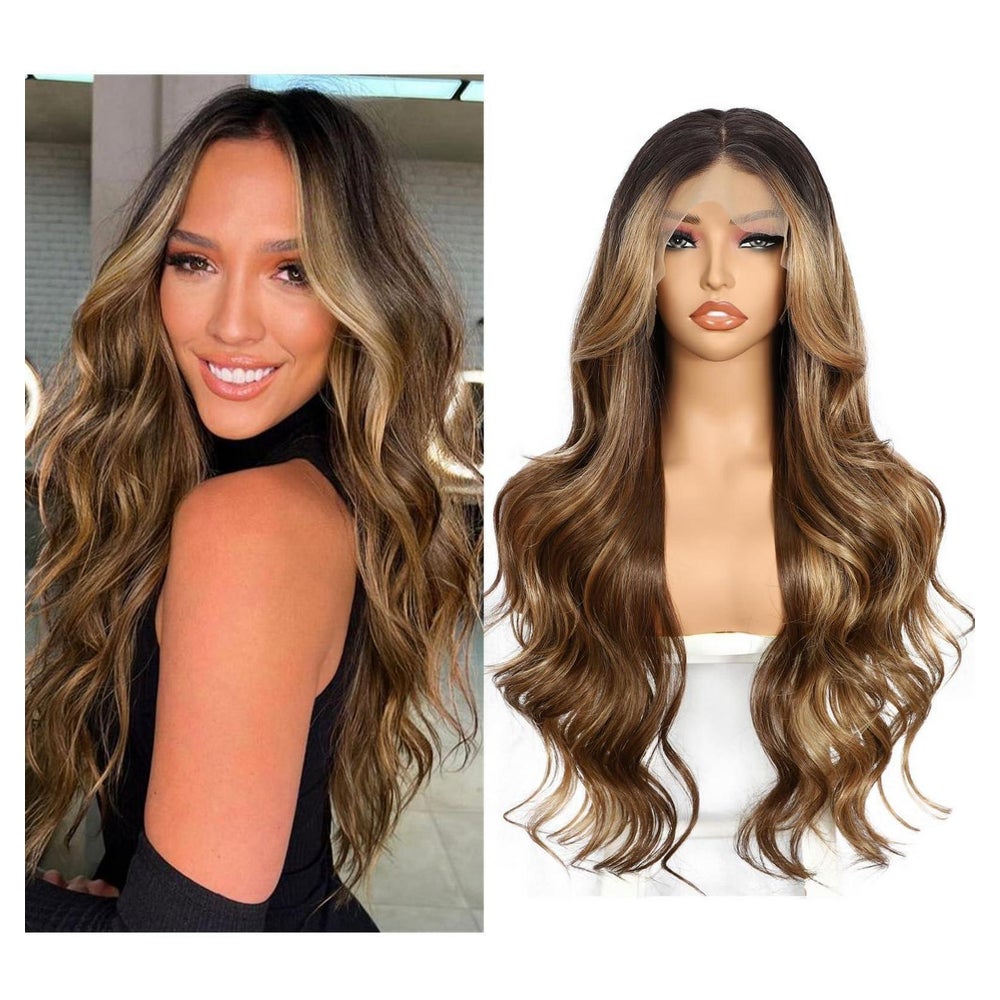 Perücke Lace Front Synthetische Körperwelle Balayage Damen h 1 St