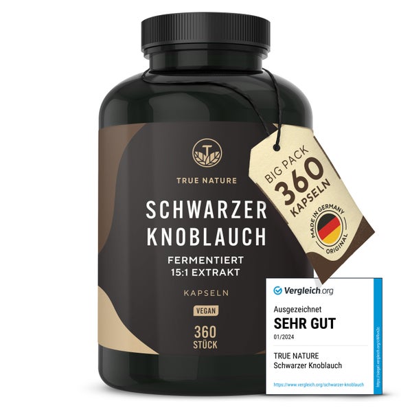 Schwarzer Knoblauch Kapseln - 15:1 Extrakt - Fermentiert 360 St
