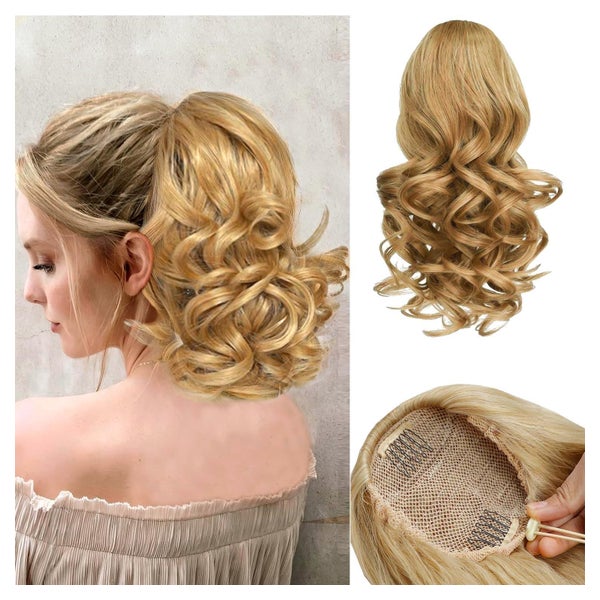 Pferdeschwanz Haarteil Kordelzug Clip Extensions blond 26cm 1 St