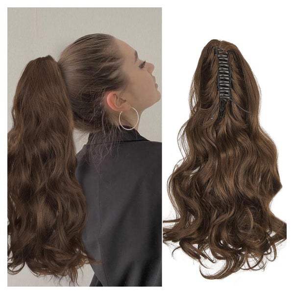 Pferdeschwanz Haarteil Clip Lockig 45 cm 150g Dunkelbraun&He 1 St