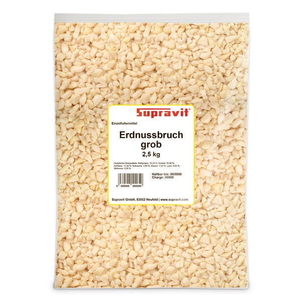 Supravit gehackte Erdnüsse Vogelfutter | fettreiche Erdnusskerne gehackt für Vögel | Erdnussbruch Fettfutter für Wildvögel - Natürlich und ungesalzen 2,5 kg