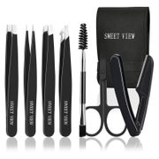 Pinzetten-Set Augenbrauenzupfer für Frauen Männer Schwarz 1 St