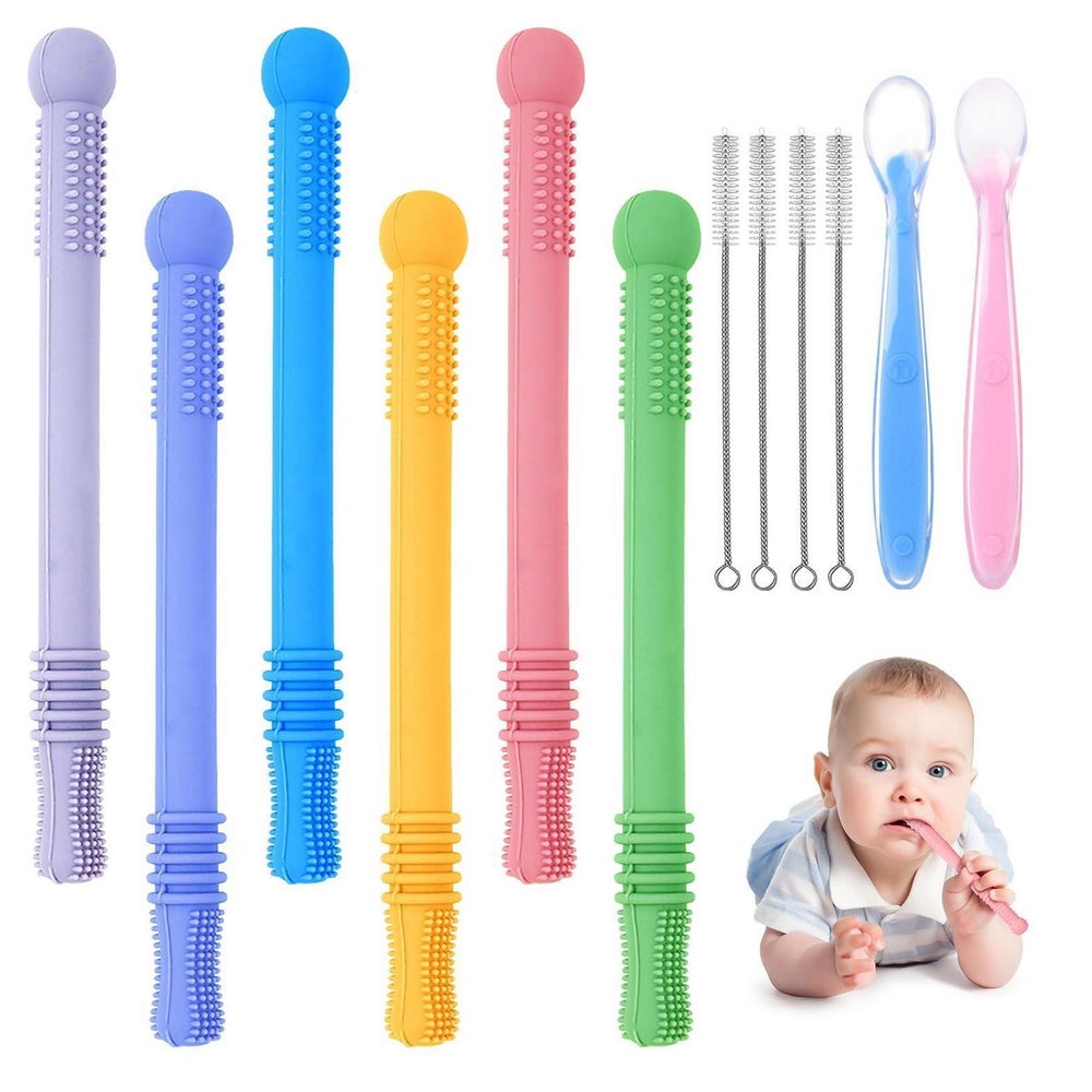 Beißring Baby Set Silikon Zahnungshilfe Babylöffel 1 St