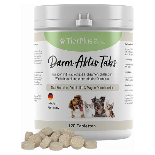 EXVital® Darm Aktiv Tabletten für Hunde & Katzen, Präbiotika 180 g