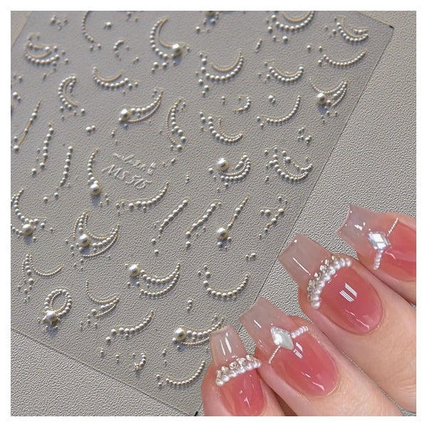 Nagelsticker 3D Perlenlinie selbstklebend 5D stereoskopisch 1 St