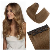 S-noilite Clip in Echthaar Extensions Schokoladenbraun 30cm 60g - Glatt