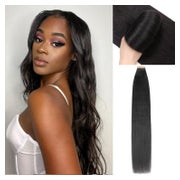 Tape Extensions Echthaar Schwarz Yaki 1B#-YK 22zoll-55.8cm(6 1 St