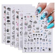 Nagelsticker 6 Stück selbstklebend Sommer Palmen Meer 3D 1 St