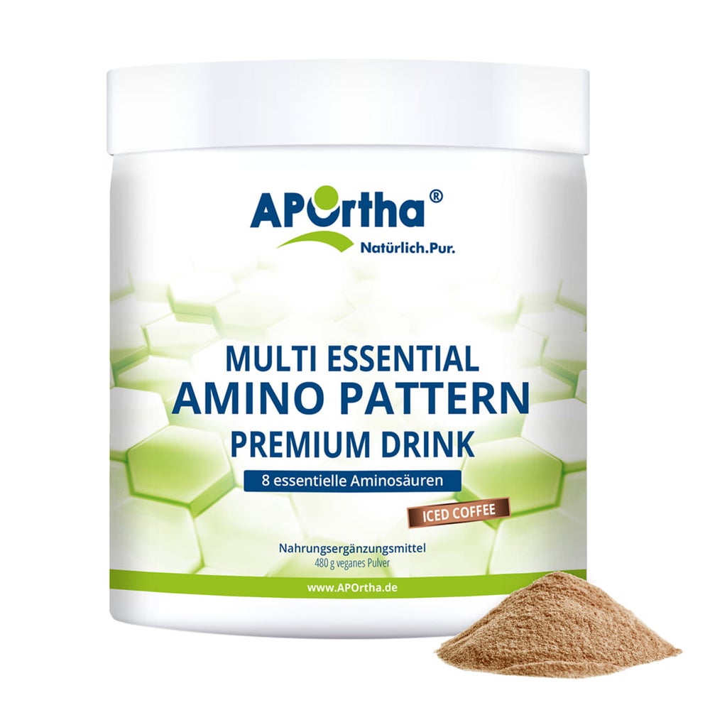 APOrtha® Amino Pattern Premium Drink - Iced Coffee - Aminosäuren EAA mit BCAA - veganes Pulver 480 g