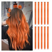 Haarverlängerung Haarteil Damen Synthetik Clipin 55cm Orange 1 St