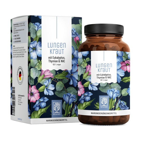 Lungenkraut Komplex mit Eukalyptus, Thymian, NAC & Vitamin B2 - LUNGENKRAUT - 120 vegane Kapseln - NATURTREU® 120 St