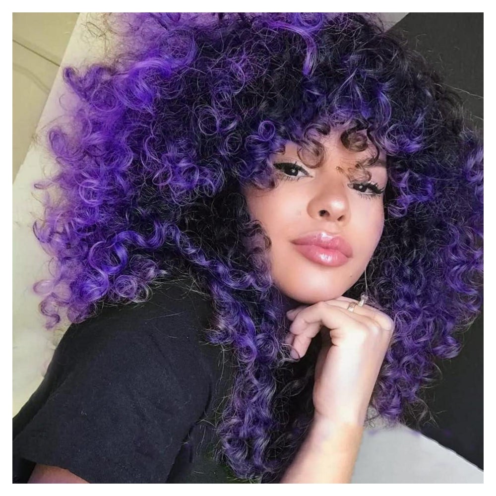 Perücke Afro kinky lockig Damen kurz wellig Schwarz gemischt 1 St