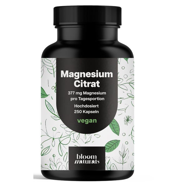 Magnesiumcitrat - 250 Kapseln - Bloom Naturals 250 St