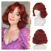 Perücke Bob kurz Pony Locken synthetisch Damen Kupfer Rot 30 1 St