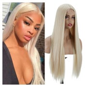 Perücke blond lang Mittelscheitel Kunsthaar 26inch Frauen Pl 1 St