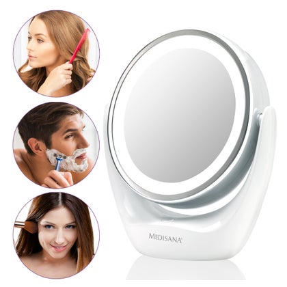 LED Tafelspiegel met Verlichting, LED Ronde Make Up Spiegel, Make Up Spiegel voor Kaptafel, Drie Kleuren Lichtbron, 360° Vrije Rotatie, met Aanraakschakelaar,Goud,Diameter 60cm