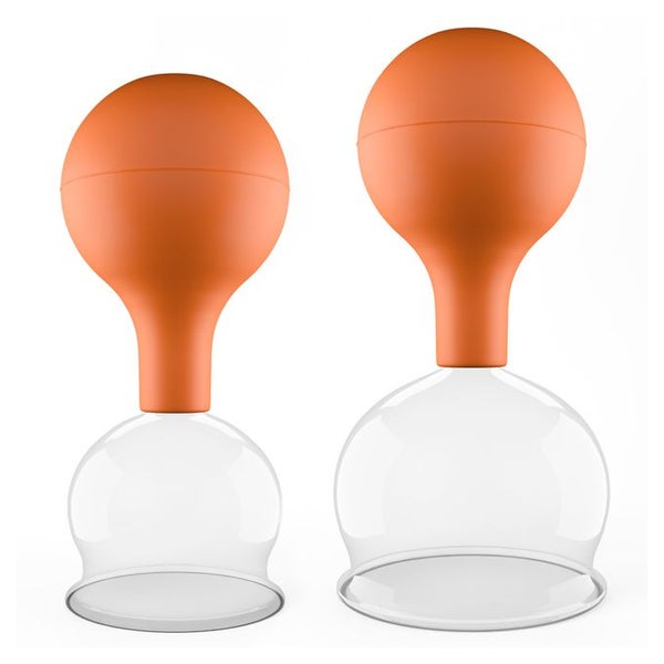 Pulox Schröpfgläser aus Echtglas mit Saugball - Set Duo Groß in Braun: 52mm, 62mm 2 St