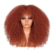 Perücke Afro Lockig 18 Zoll Bangs Synthetisch Glueless Orang 1 St