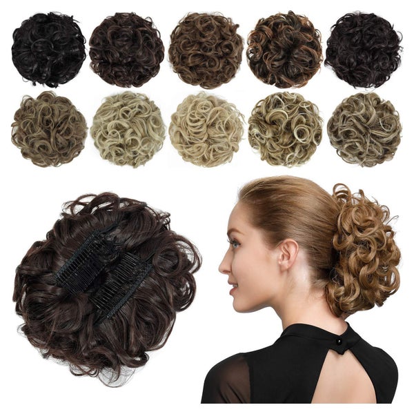 Haarteil Chignon Dutt Scrunchie gelockt synthetisch M4# Mitt 1 St