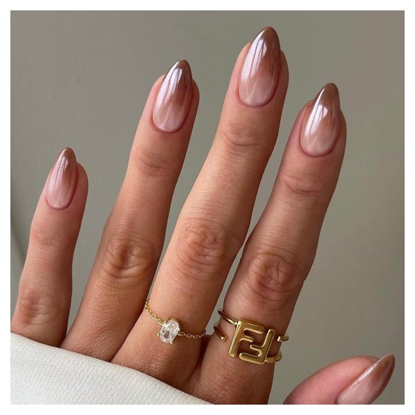 Nägel Presson French Ombre Braun Weiß Kurz Mandel 30 Stück O 1 St
