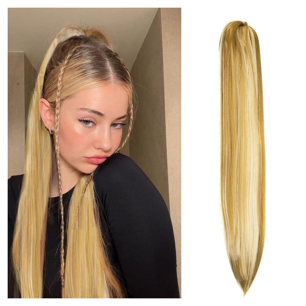 Haarteil Pferdeschwanz Clipin 50 cm 150g Dunkelblond & Bleic 1 St