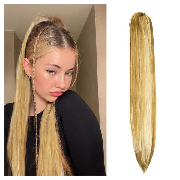 Haarteil Pferdeschwanz Clipin 50 cm 150g Dunkelblond & Bleic 1 St