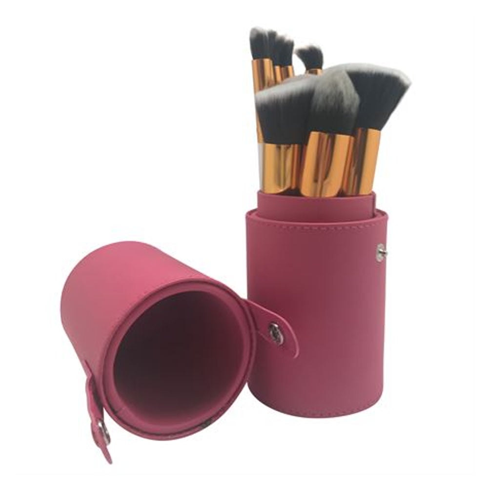 Fashiongirl Makeup-Pinsel-Set mit Lederetui, Rot (10-teilig)