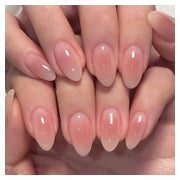 Kunstnägel 24Pcs PressOn Kurze Mandel Nude Französisch Rouge 1 St
