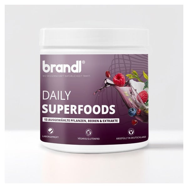 brandl® Daily Superfoods Pulver | Spirulina, Beeren & Pflanzenextrakte | Vegan & glutenfrei 600 g