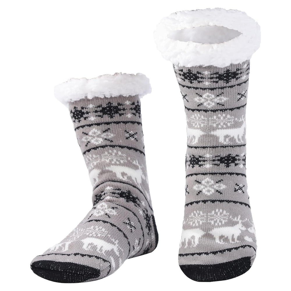 Wintersocken Herren Anti Rutsch Sohle Innenfrottee Hellgraue 1 St