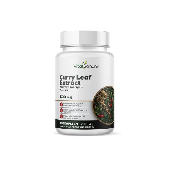 VitaSanum® Curryblatt-Extrakt (Murraya koenigii) + Acerola – 470 mg Curryblatt-Extrakt Tagesportion 180 St
