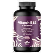 Vitamin B12 500µg + Folsäure - 400 Tabletten - Nature Flow 400 St