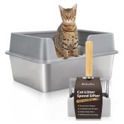 Katzenklo Edelstahl XXL offen hoher Rand Grau 50*35*25CM 1 St