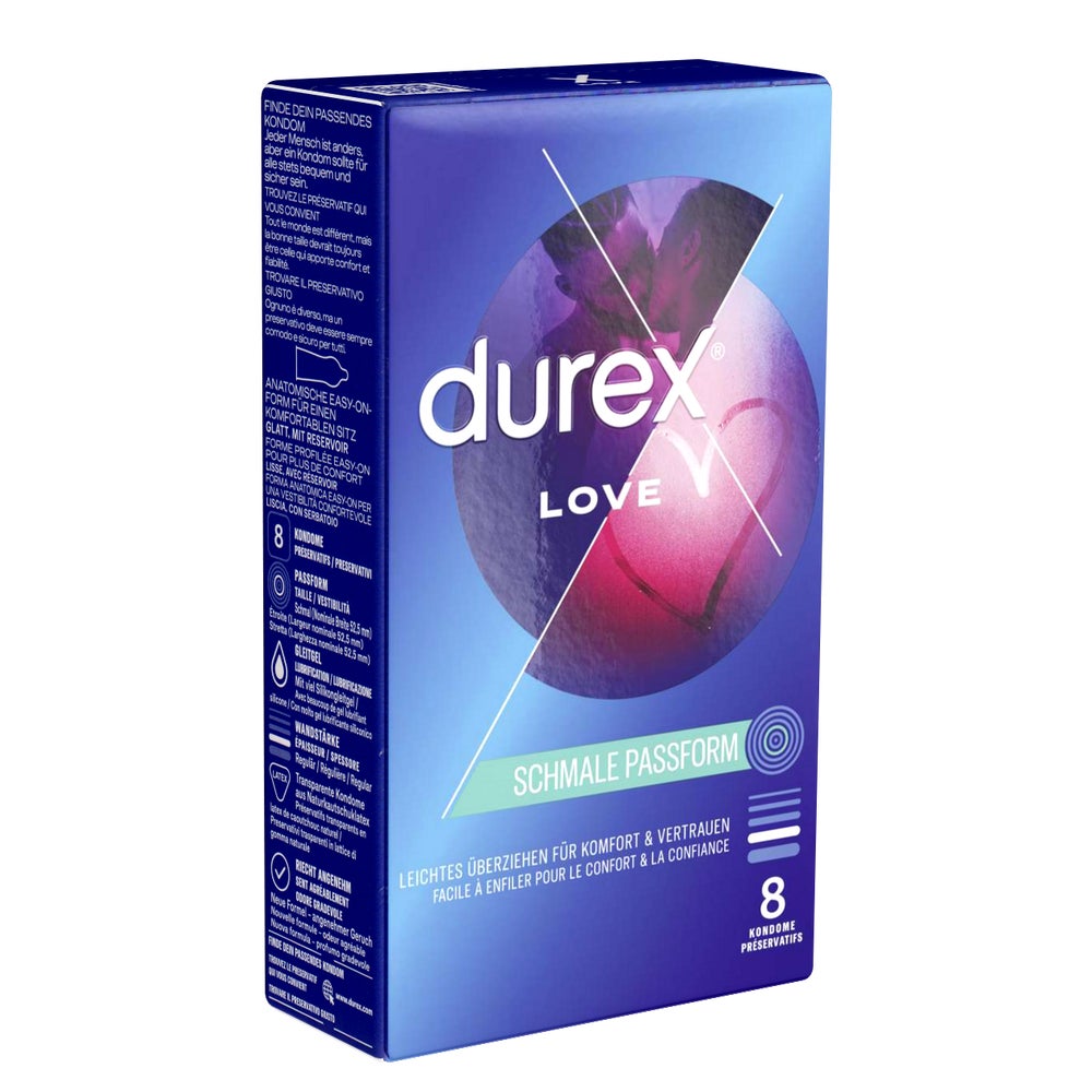 «Love» Kondome - 8 Stück, konturiert, befeuchtet (8 Kondome) 8 St