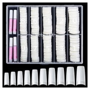 Nageltips 500 French Acryl Nagelspitzen Set Kleber Natur 1 St