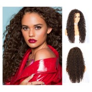 Perücke Lace Front 13x3 lockig synthetisch braun 26inch Glan 1 St