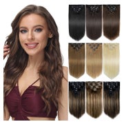 Clip in Echthaar Extensions 16 Clips Remy 14 inch Braun mit 1 St