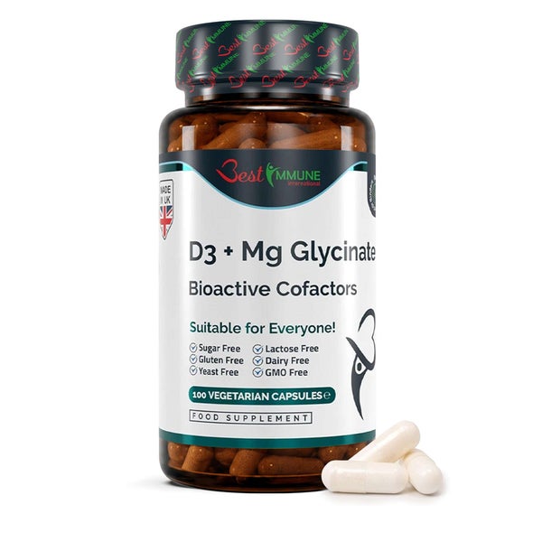 Best Immune Vitamin D3 1000IU Magnesiumglycinat 400 mg Bioaktive Cofaktoren 100 St