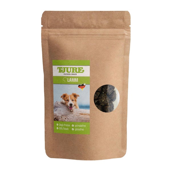 Tjure Hund - Snack Lamm 150 g | reines Fleischvergnügen | Luftgetrocknet | 150,00 g
