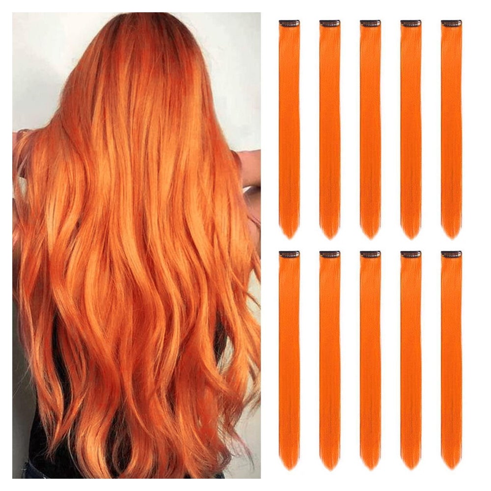 Haarverlängerungen Clip In Haarteile 22 Zoll 10 PCS Orange 1 St