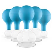 Produktabbildung: Pulox Schröpfgläser Set aus Echtglas - 5x Schröpfglas mit Saugball, verschiedene Größen in Blau 5 St