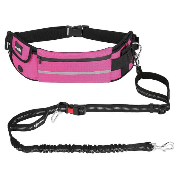 Joggingleine Bauchgurt Gürteltasche Laufleine Hunde Rosa Lei 1 St
