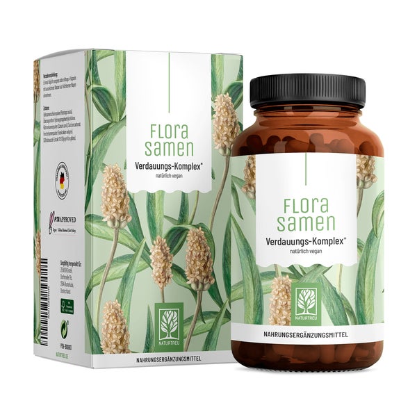 Verdauungs Komplex mit Flohsamenschalen mit Süßholz und Calcium - FLORASAMEN - 120 vegane Kapseln - NATURTREU® 120 St