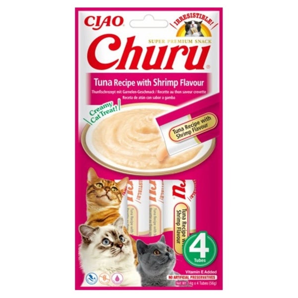 INABA Churu Tuna with shrimp 4x14g Thunfisch mit Krabben für die Katze 0,056 kg