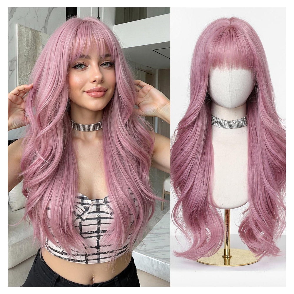 Perücke wellige rosa Pony Synthetik Frauen Rosa 1245-2 1 St