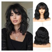 Perücke Bob Pony Wellen Locken 12 Zoll Damen Synthetik Schwa 1 St
