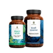 Produktabbildung: Gut-Gerüstet-Paket: Omega 3 Algenöl & Magnesium in einem veganen Bundle - ALGENKRAFT & KRAFTRESERVE - NATURTREU® 215.9 g