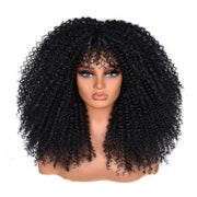 Perücke Afro Synthetik 18Zoll Lockig Kinky Glueless Schwarz 1 St